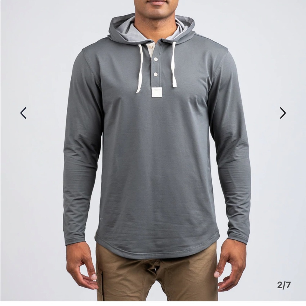 Mens BYLT Drop Cut Hooded Henley shirt